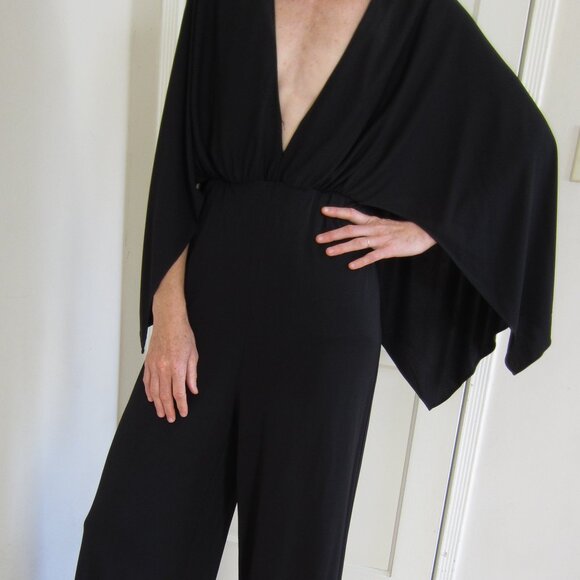 NWT HALSTON Black Cape Jumpsuit Sz 10 Classy - Picture 3 of 16